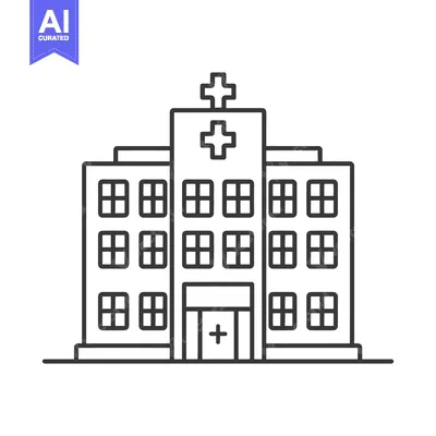 Premium design asset: Illustration depicting a medical facility with windows and cross symbo
