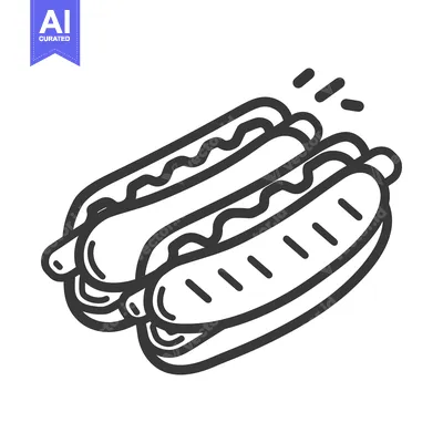 Popular premium asset: Simple black and white illustration of two hot dogs ready to eat