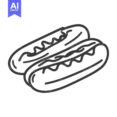Popular premium asset: Two simple line drawn hot dogs with condiment details