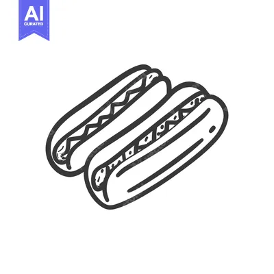 Popular premium asset: Two simple line art drawings of delicious hot dogs