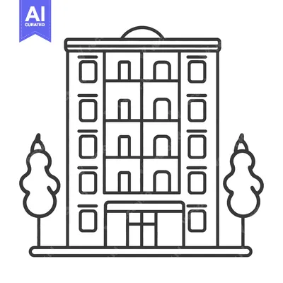 Popular premium asset: Simple black and white illustration of a tall apartment building