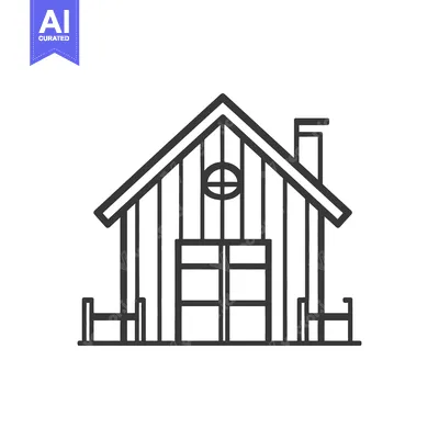 Aset premium populer: Simple monochrome depiction of a small stylized building structure