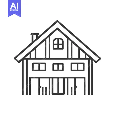 Aset desain premium: A simple line drawing of a stylized residential house structure