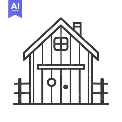 Aset premium populer: A simple black and white illustration of a small house