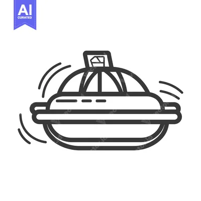 A stylized illustration of a hovering spaceage aircraft moving