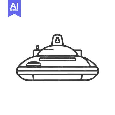 A flat monochrome image of a spacecraft or flying saucer