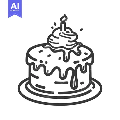Aset desain premium: A decorated cake with frosting and a lit single candle