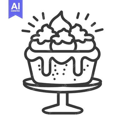 Aset desain premium: A decorative cake with frosting displayed on a cake stand