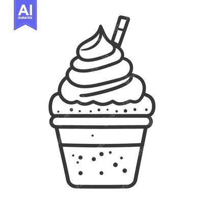 Aset premium populer: A black and white illustration of an iced dessert treat