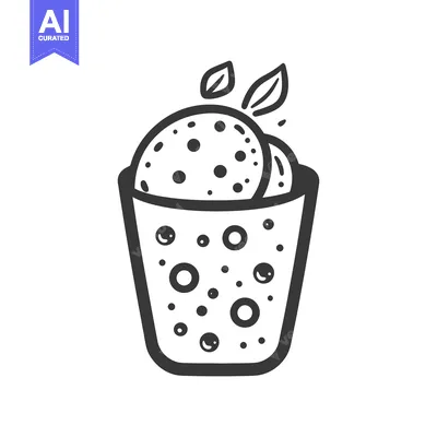 Popular premium asset: A black and white illustration of a cup of treats