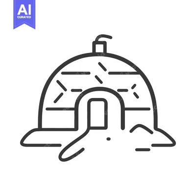 Aset premium populer: A simple linear illustration of an igloo with a doorway