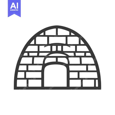 Popular premium asset: Simple black and white drawing of an igloo structure