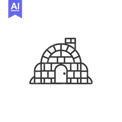 Premium design asset: A Simple Detailed Black Outline Of An Igloo Structure