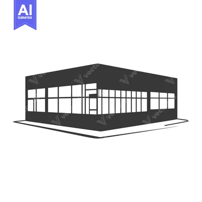 Aset premium populer: A stylized monochrome illustration of a modern building facade