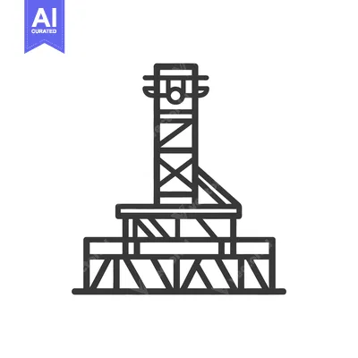 Aset desain premium: A simplified drawing showing an oil rig construction structure