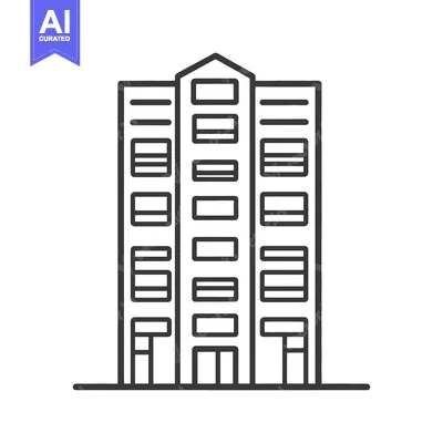Popular premium asset: Simple black and white illustration of a high rise building structure