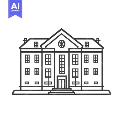 Popular premium asset: A symmetrical black and white illustration depicting a large building