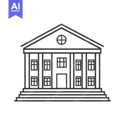Aset desain premium: A simple black and white outline illustration of a classical building