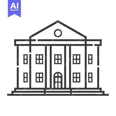 Aset desain premium: A stylized linear illustration of a grand government building