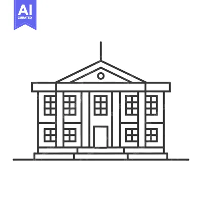 Aset desain premium: Simplified illustration of a classical building with columns and windo