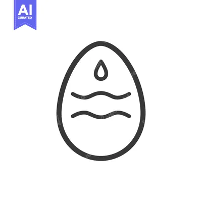 Aset desain premium: An egg shape outline with water droplet and wavy lines