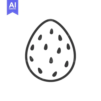 Aset desain premium: A simple black and white outline illustration of an oval fruit