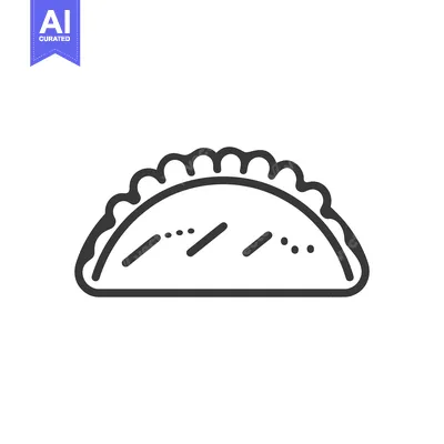 Aset premium populer: A black and white illustrated depiction of a savory pastry