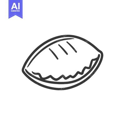 Aset premium populer: A simple drawing depicting a baked item with a wavy edge