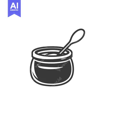 Aset desain premium: A small jar filled with something and a small spoon