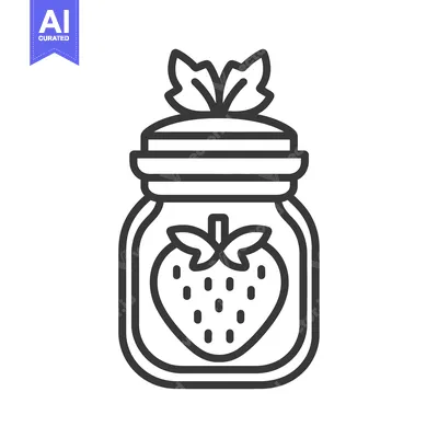 A simplistic black and white illustration depicting a fruit preserve j