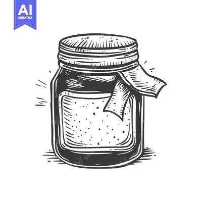 Aset premium populer: An illustration depicting a jar with a lid and attached ribbon