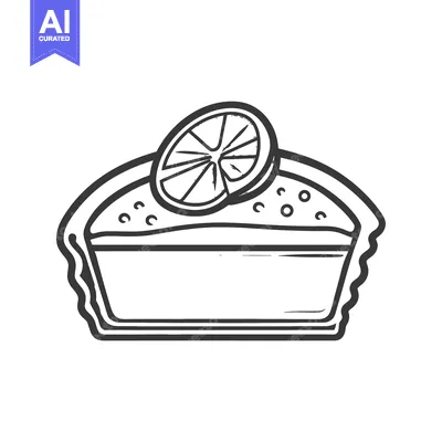 Aset desain premium: A simple monochrome illustration of a sweet tart pastry