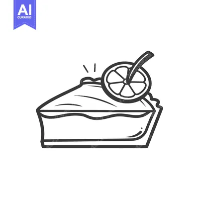 Aset desain premium: A single slice of pie garnished with a citrus fruit wheel
