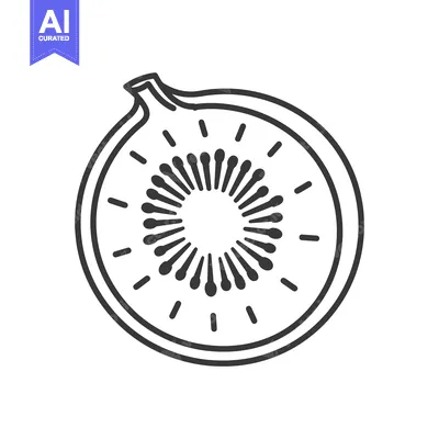 Aset premium populer: A detailed black and white illustration depicts sliced fresh fruit