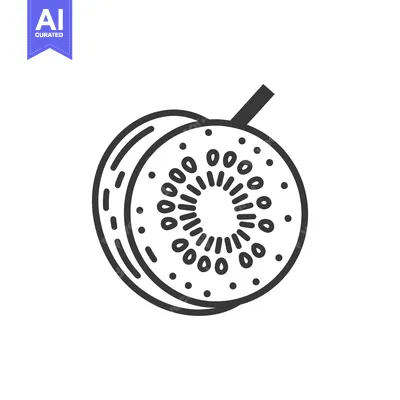 Aset premium populer: A sliced kiwi fruit is shown isolated against a white background