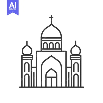 Premium design asset: An illustrative representation of a religious building with a cross