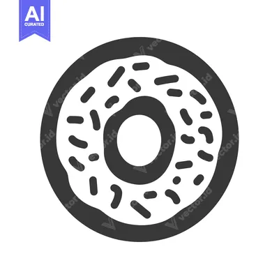 Aset premium populer: A round donut with white icing and small sprinkles is shown