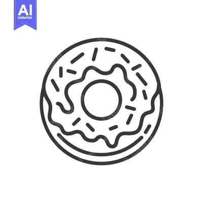 Aset premium populer: A simple line drawing of a circular frosted donut
