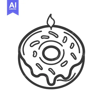 Popular premium asset: A decorative frosted donut cake with single lit candle on top
