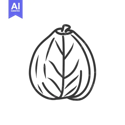 Premium design asset: A simple grayscale illustration depicting a plant leaf shape