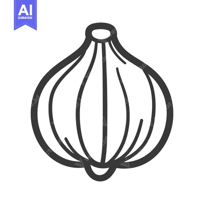 Aset premium populer: A black and white simple illustration of an onion bulb