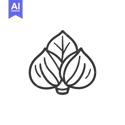 Premium design asset: Simple black and white image of overlapping leaves and stem