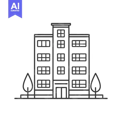Aset premium populer: A simple illustration of a tall building with several windows