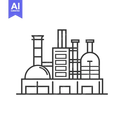 Aset desain premium: Detailed illustration showing a factory and industrial plant outline