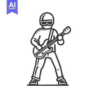 Aset premium populer: A Musician Playing an Electric Guitar with a Helmet and Goggles