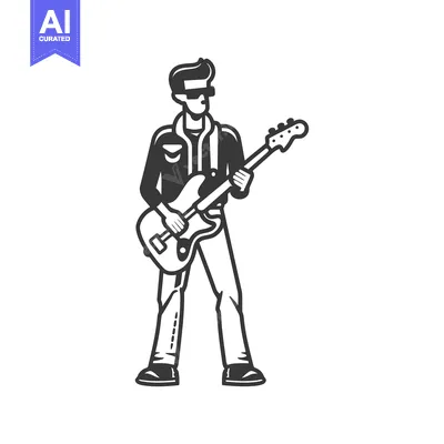 Aset desain premium: A Cool Musician Playing an Electric Guitar