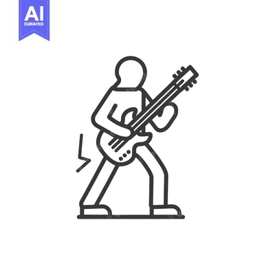 Aset premium populer: Stick Figure Playing Electric Guitar