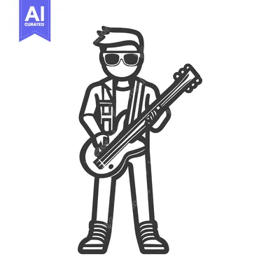 Aset premium populer: A Line Drawing of a Person Playing Guitar
