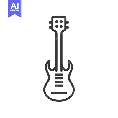 Aset desain premium: Line Art Illustration of a Black Electric Guitar