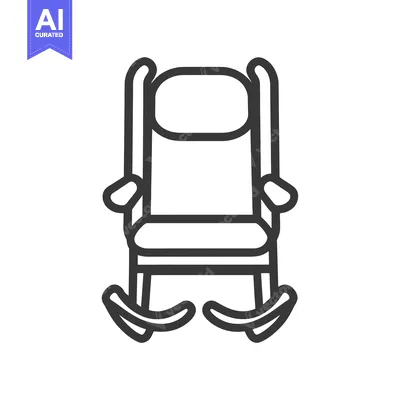 Premium design asset: Line drawing of a rocking chair with a curved back